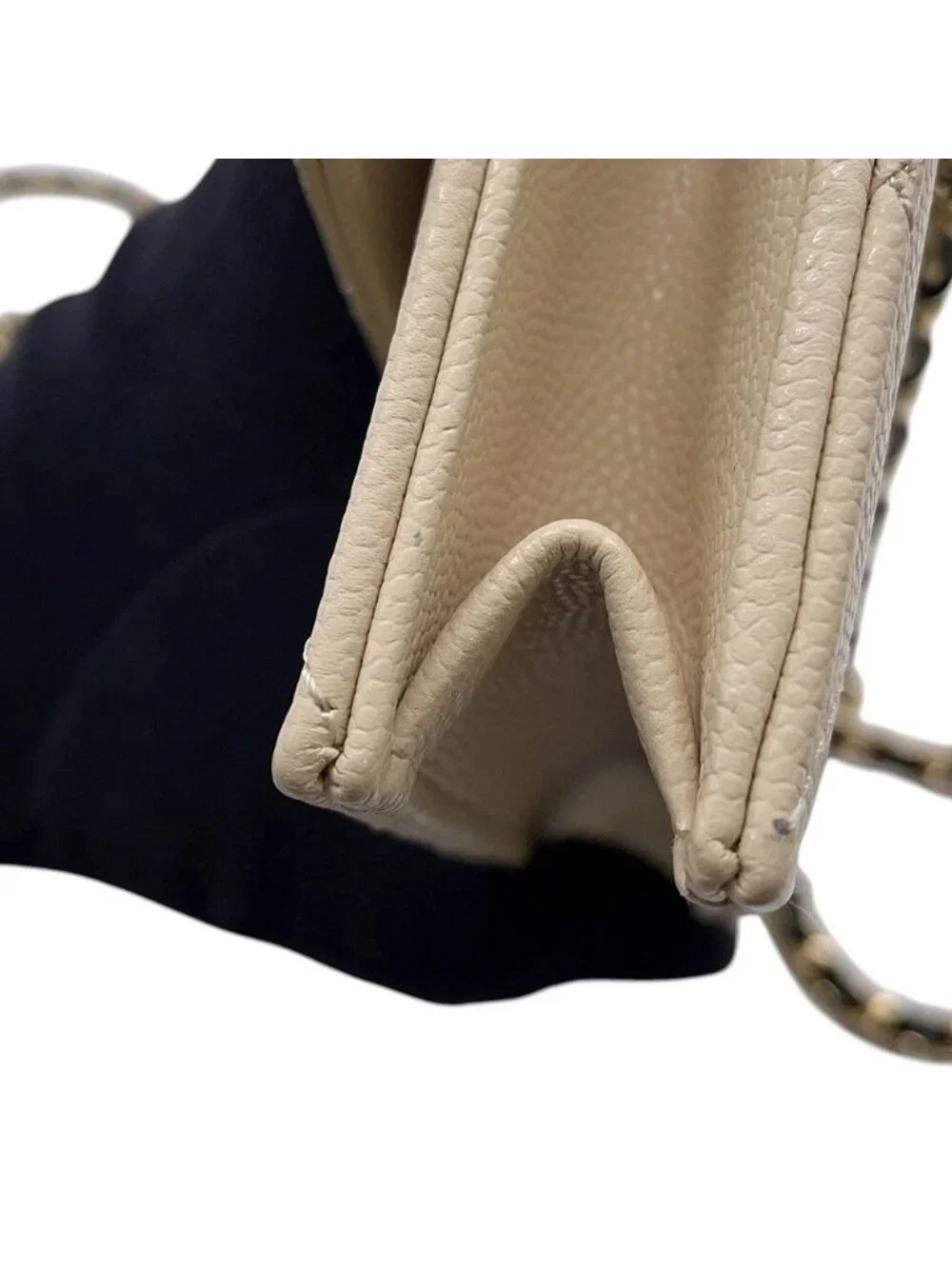 Chanel Chain Wallet CC Logo Caviar Leather Black Shoulder Bag